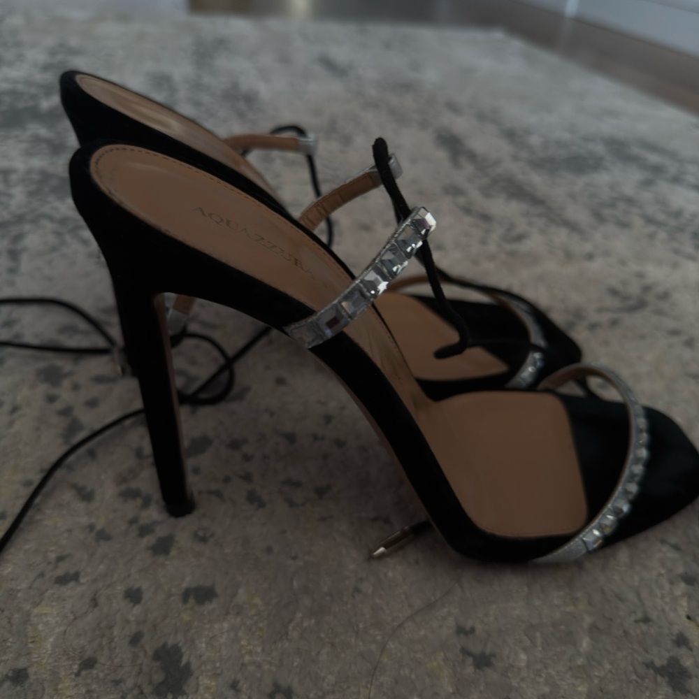 aquazzura x raquel diniz black heels